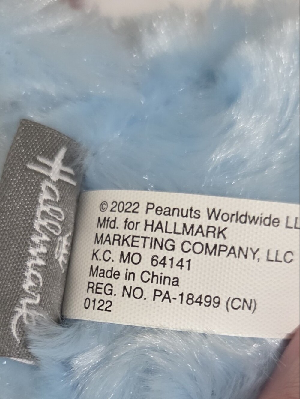 Hallmark Peanuts Snoopy Curly Plush Light Blue Black 6 Inch NWT 2022 - Picture 9 of 11